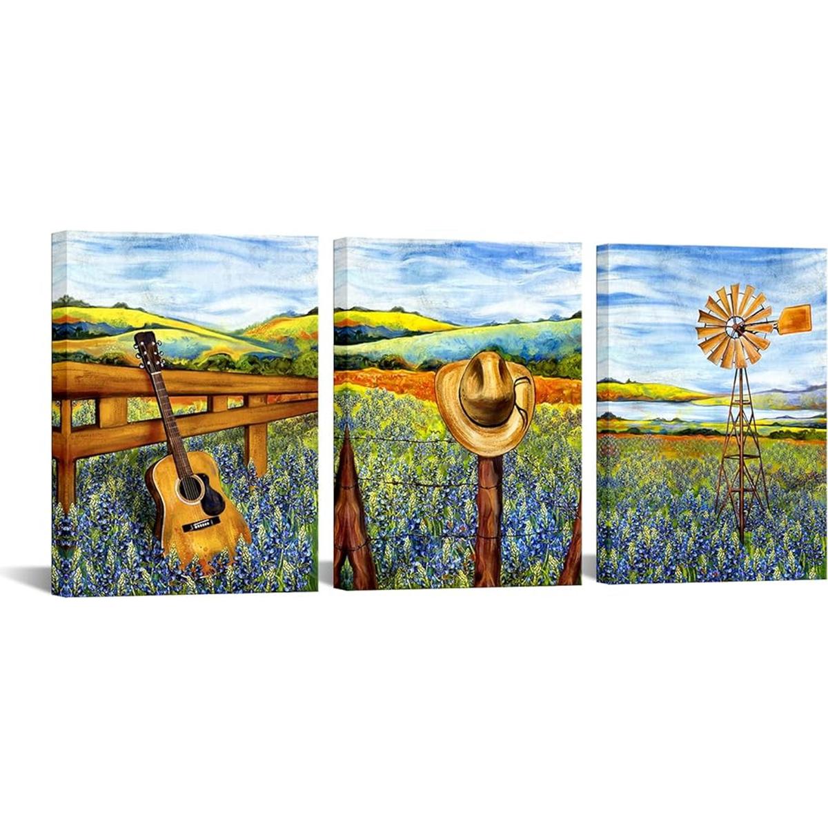 sechars 3 piezas de lienzo de Texas para pared diseño de