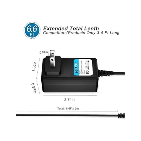 pwron 6.6 ft de largo 9 V 2 A AC a DC Power Adapter_4
