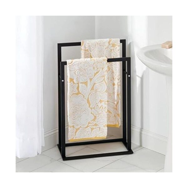 mDesign Metal Tall 2Tier FreeStanding Towel Rack Holder_2