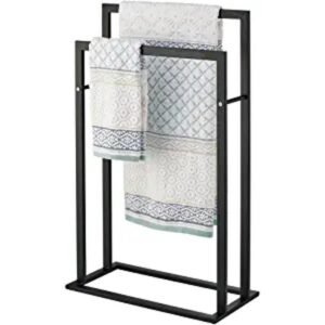 mDesign Metal Tall 2Tier FreeStanding Towel Rack Holder_1