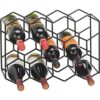 mDesign Estante hexagonal de metal para vino de 3 niveles