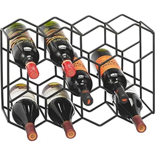 mDesign Estante hexagonal de metal para vino de 3 niveles