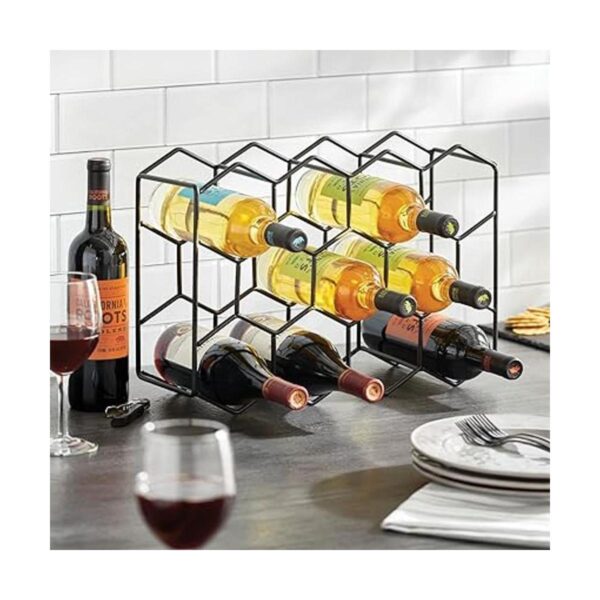 mDesign Estante hexagonal de metal para vino de 3 niveles