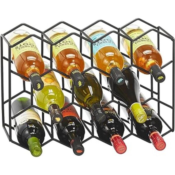 mDesign Estante hexagonal de metal para vino de 3 niveles
