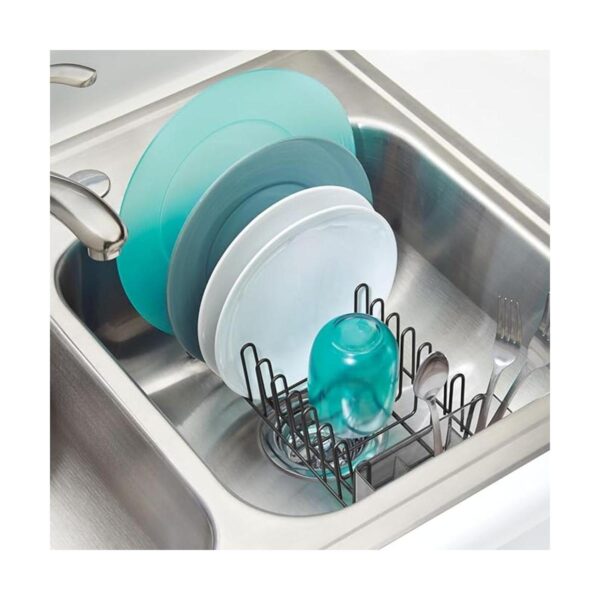 mDesign Estante de secado de platos compacto de acero con