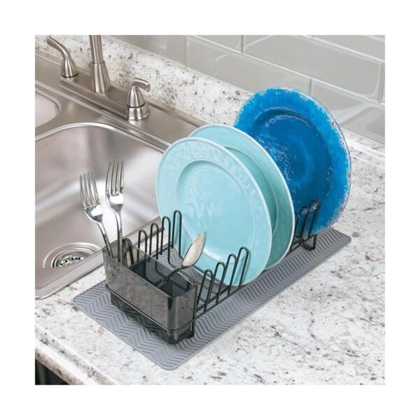mDesign Estante de secado de platos compacto de acero con