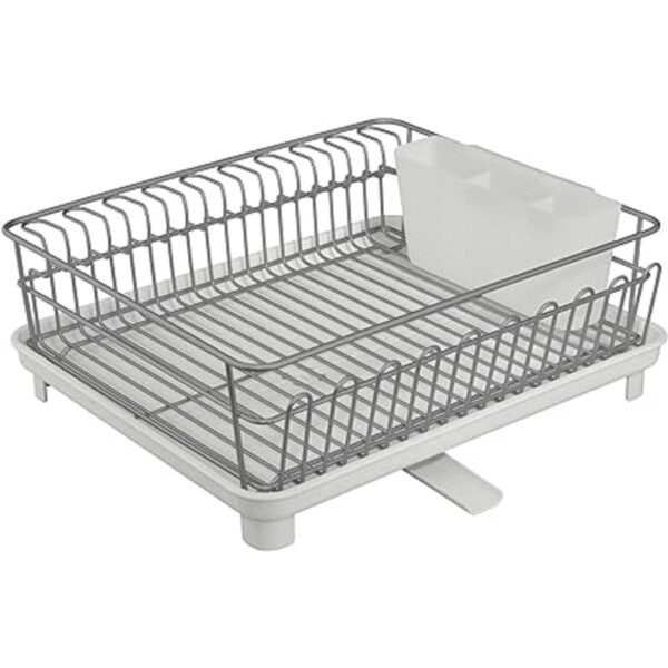 mDesign Alloy Steel Sink Dish Drying Rack Holder with