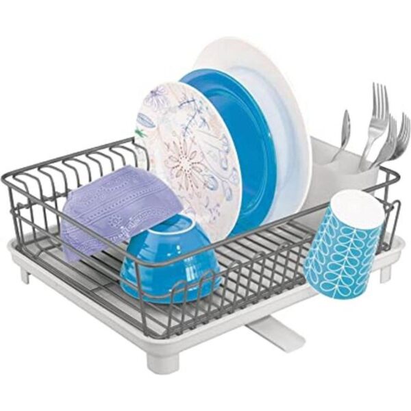 mDesign Alloy Steel Sink Dish Drying Rack Holder with