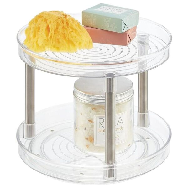 mDesign Bandeja giratoria de plástico de 2 niveles