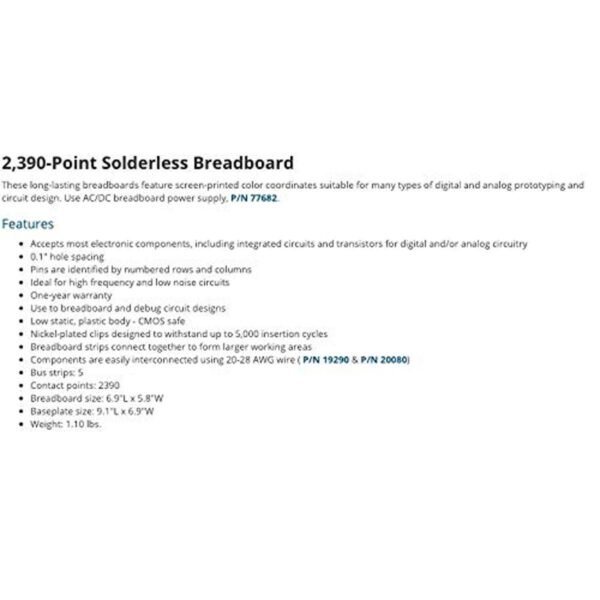 jameco valuepro wbu206r 2390point Solderless Breadboard_3