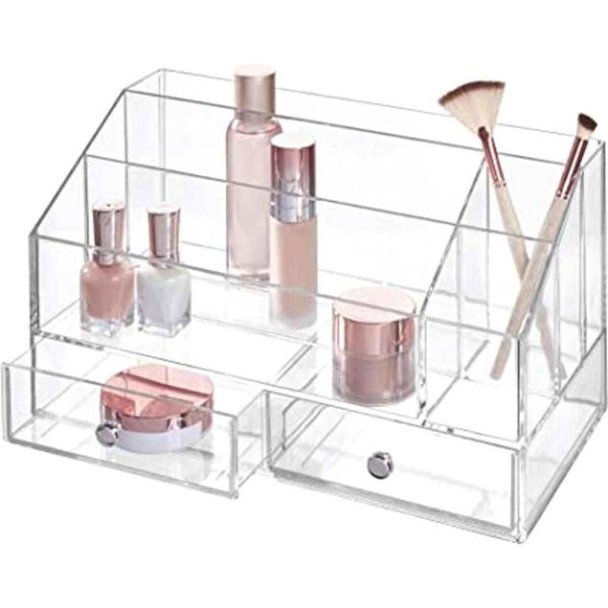 iDesign Organizador de cosméticos dividido de plástico con