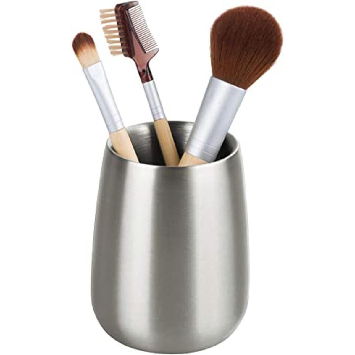 iDesign Nogu Vaso de metal para brochas de maquillaje