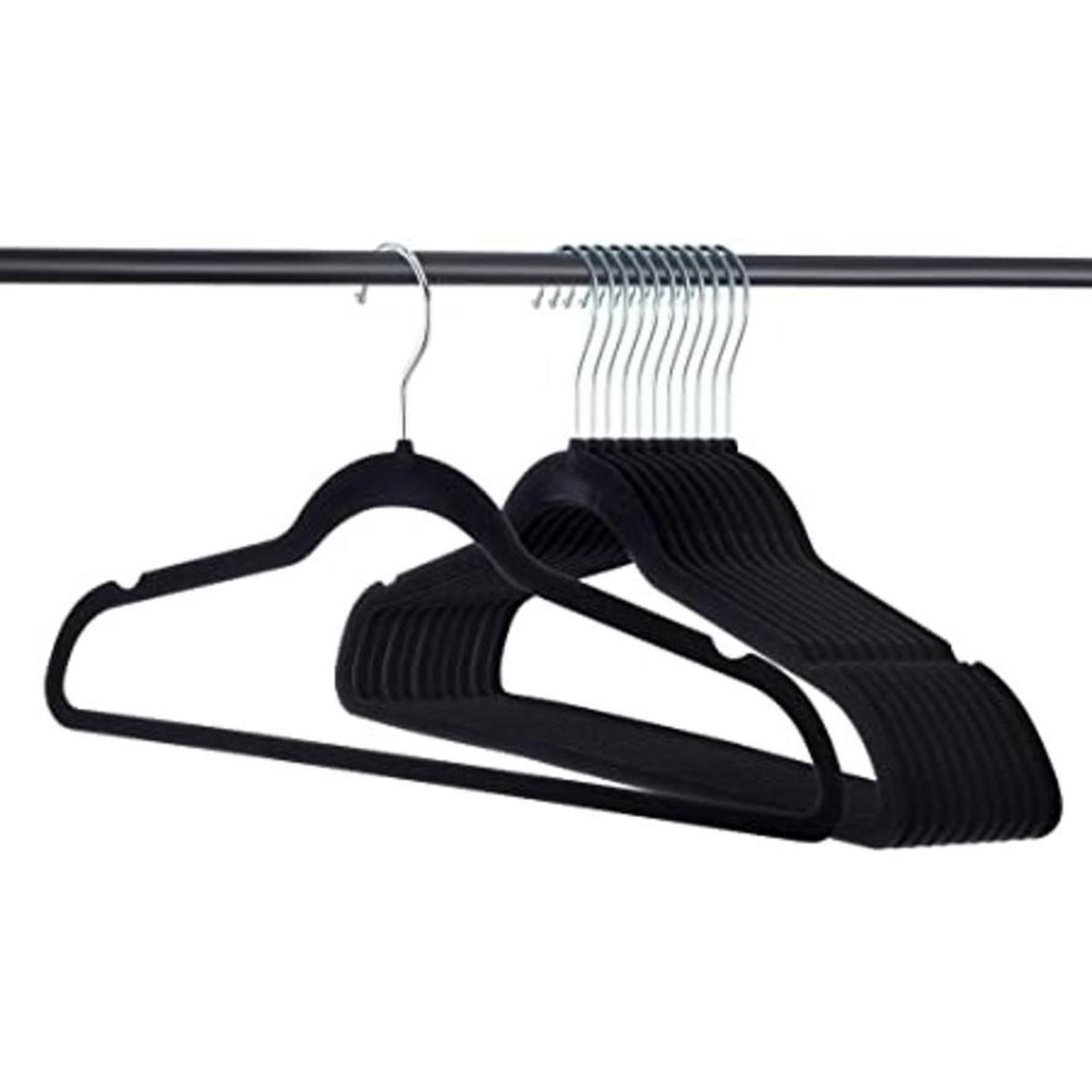 homeit 50 Pack Perchas Perchas de Terciopelo Negro Ropa