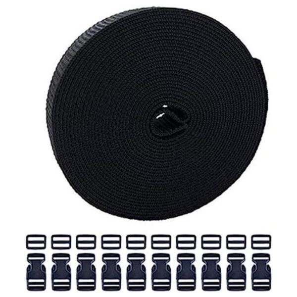 hewnda 1 12 inches Amplia 10 yards Negro Nylon Heavy