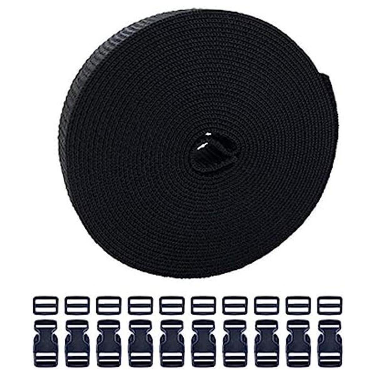 hewnda 1 12 inches Amplia 10 yards Negro Nylon Heavy