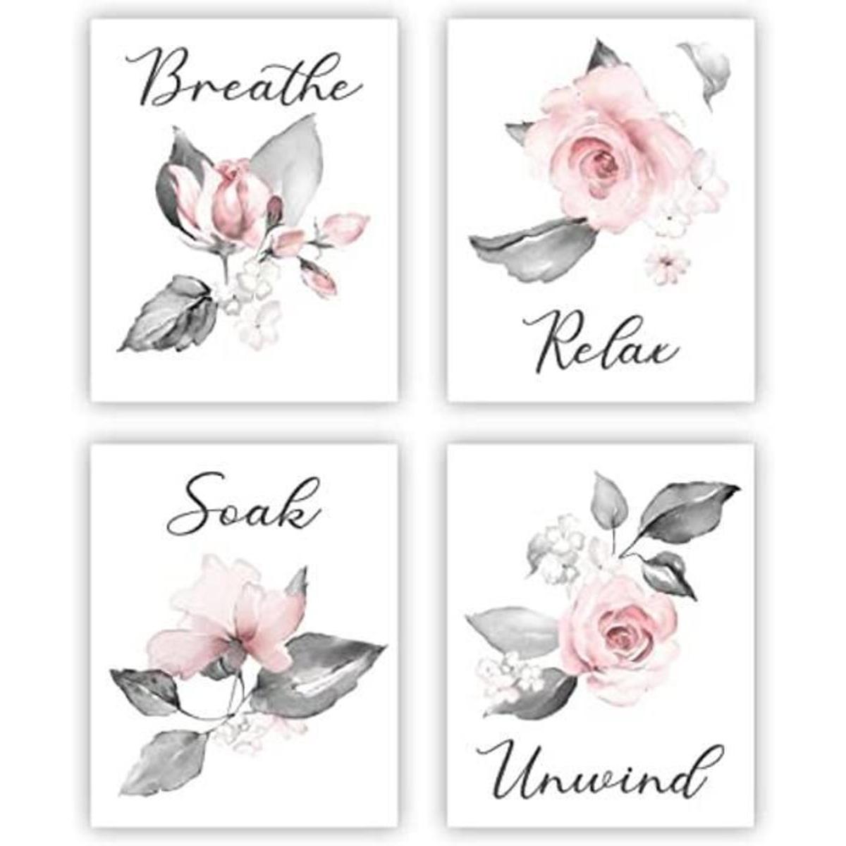 heilkee Arte de pared de flores rosadas decoración de