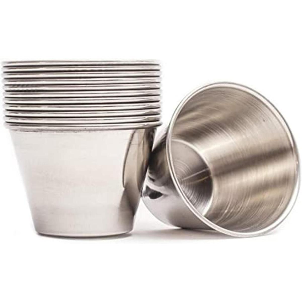 ehomeA2Z Ramekin Tazas de salsa de condimentos de acero