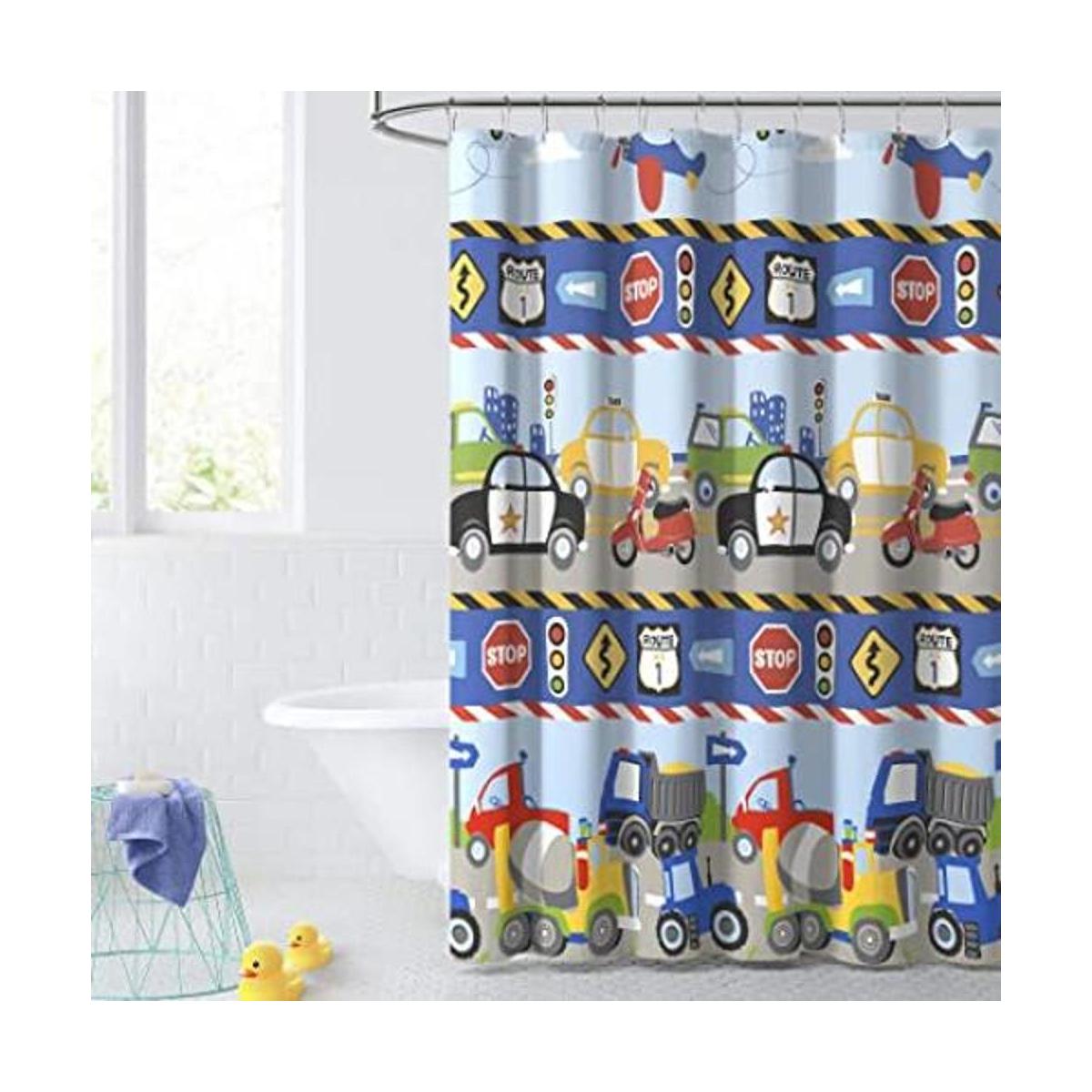 dream FACTORY Cortina de ducha de tela para niños 72 x 72