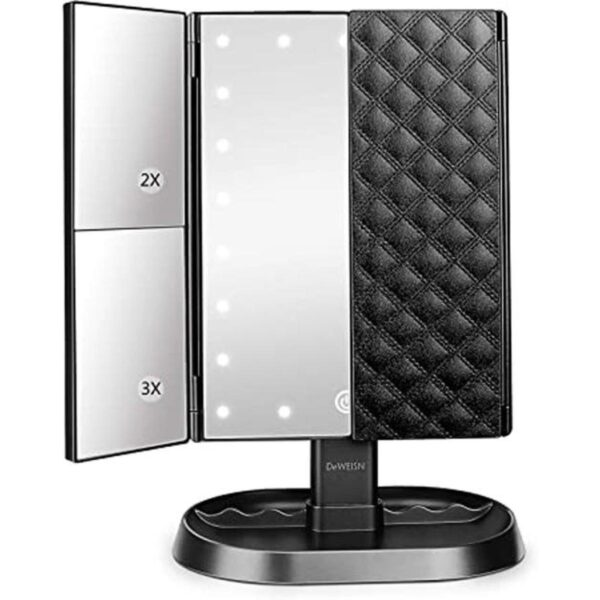 deweisn Espejo de maquillaje de tocador iluminado triple_1