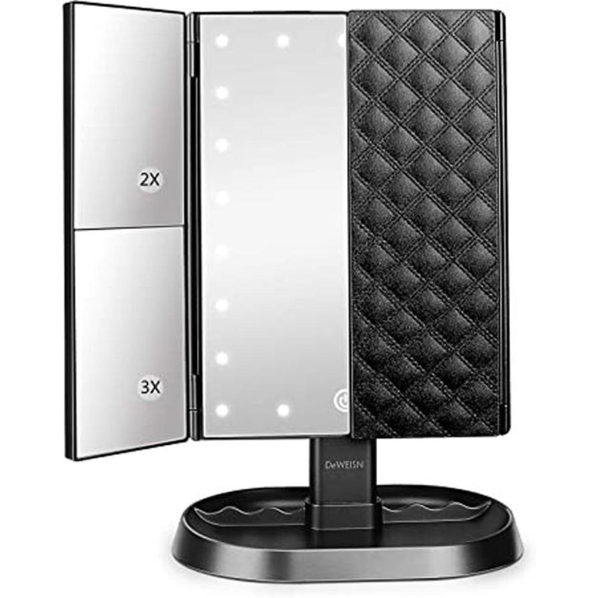 deweisn Espejo de maquillaje de tocador iluminado triple