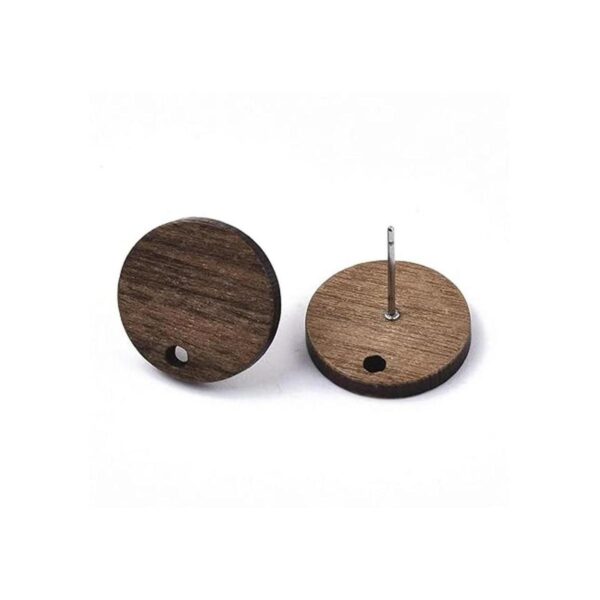 de aretes de madera natural con diseño de disco redondo