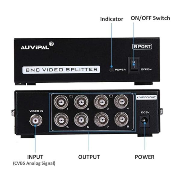 auvipal Caja de divisor de video BNC Coaxial de video_4
