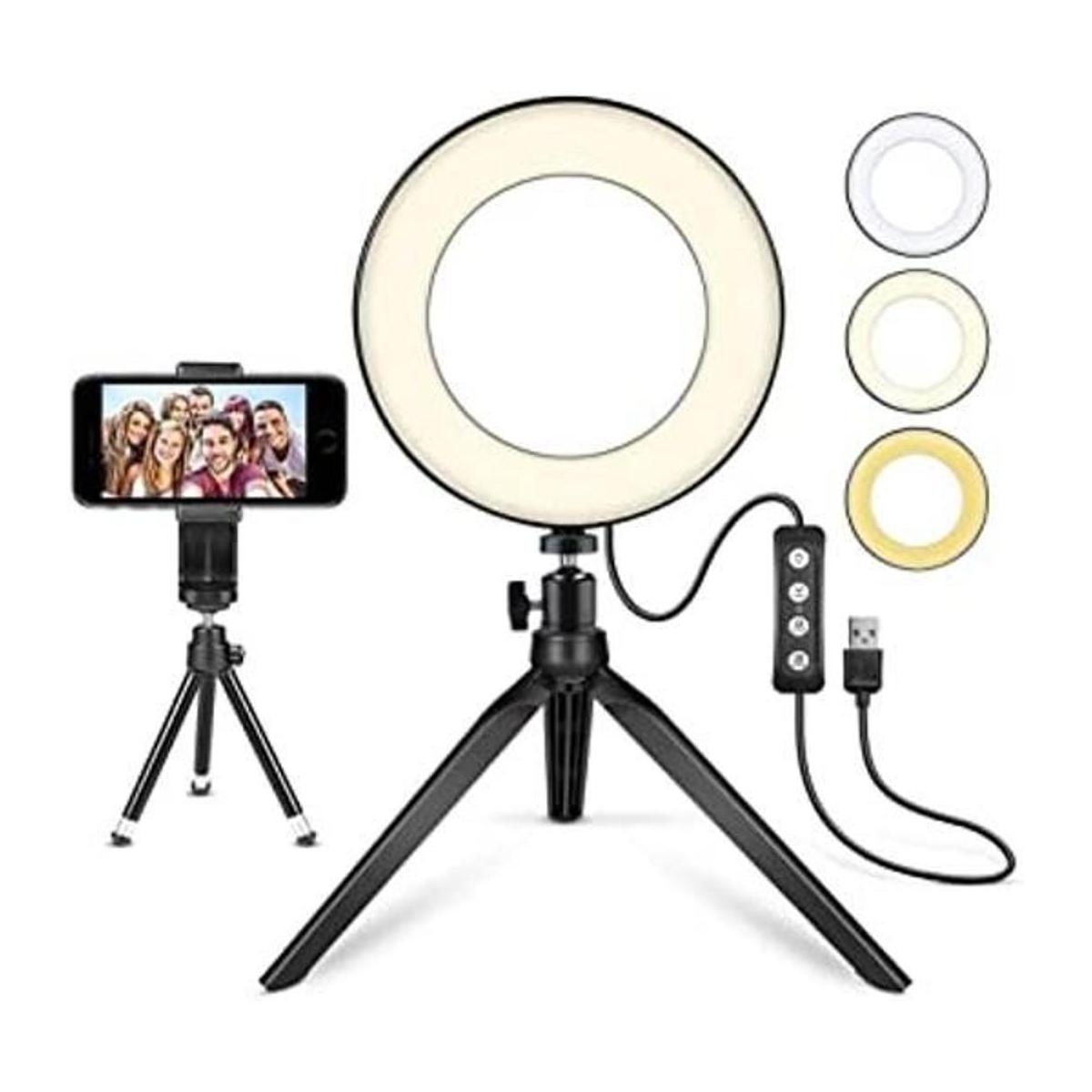 Anillo de luz led de 6 pulgadas con trípode para video y