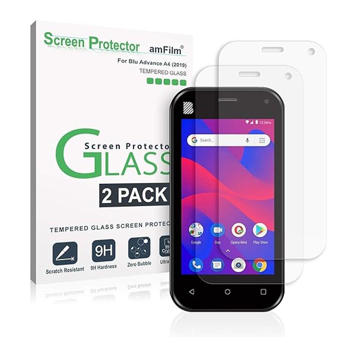amFilm Protector de pantalla de cristal templado para Blu