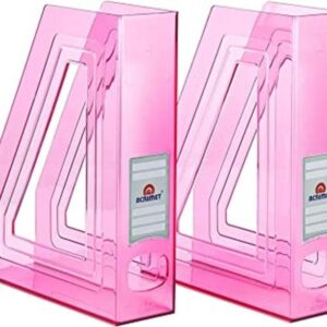 acrimet Magazine File Holder transparente rosa color