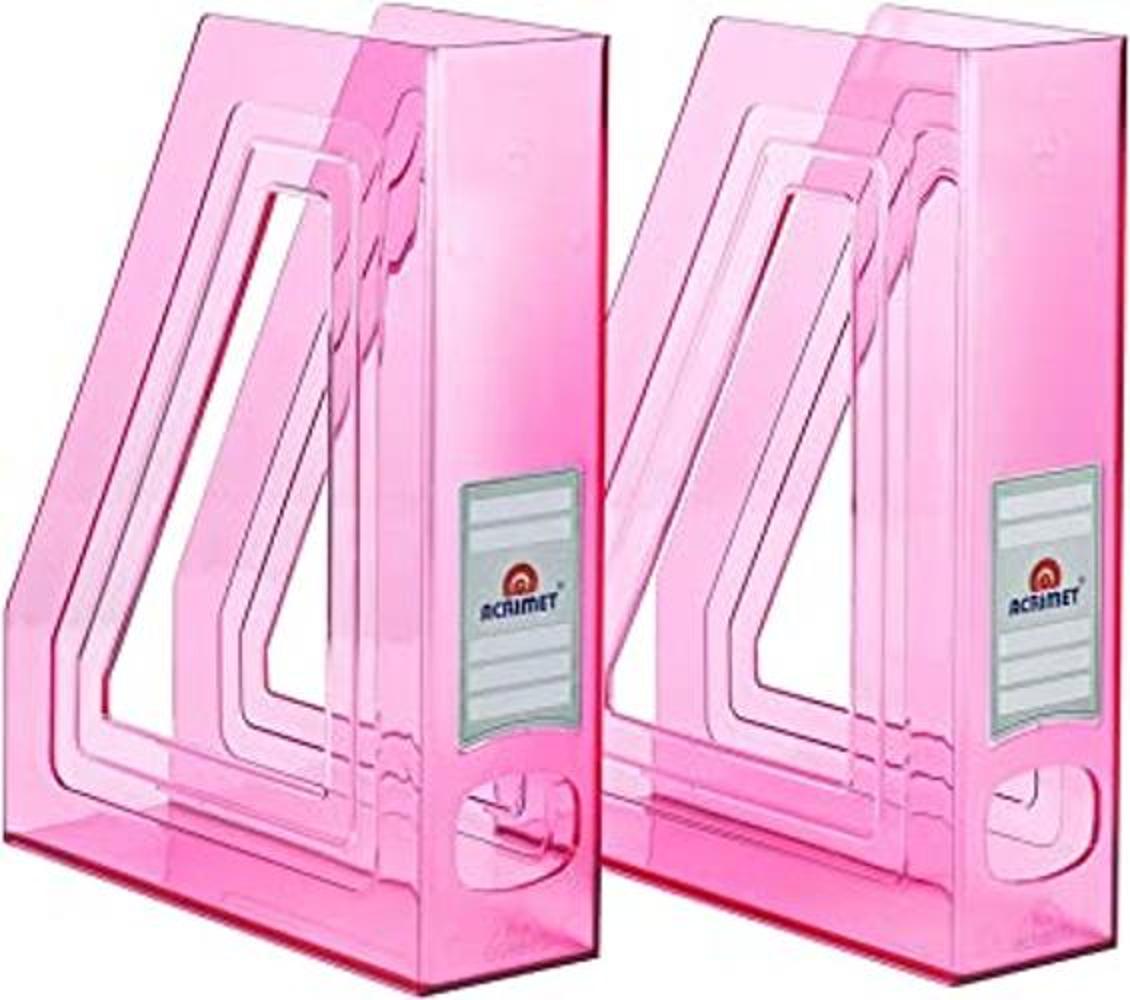 acrimet Magazine File Holder transparente rosa color