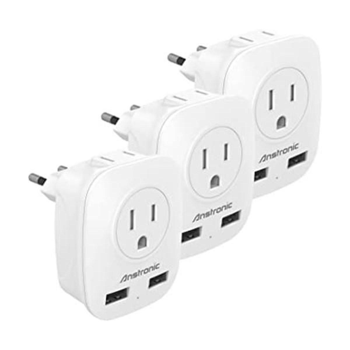 Paquete de 3 Adaptador de enchufe de viaje europeo