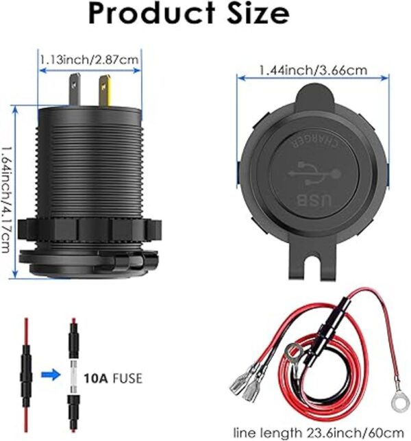 Paquete de 2 Tomacorriente USB de 12 V carga rápida 3.0