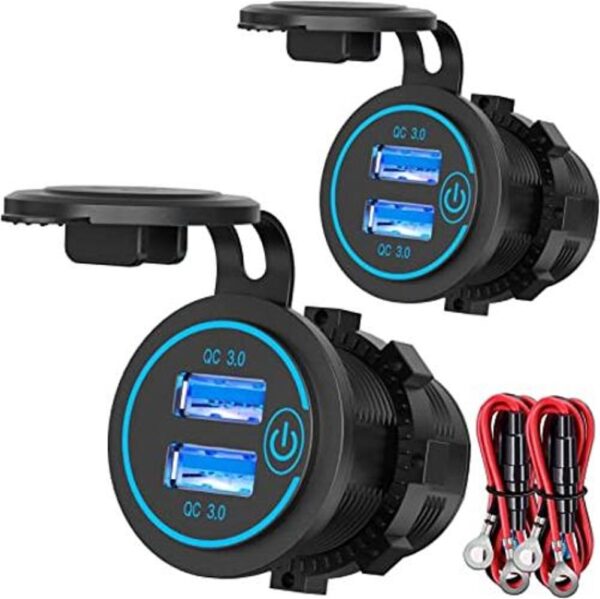 Paquete de 2 Tomacorriente USB de 12 V carga rápida 3.0