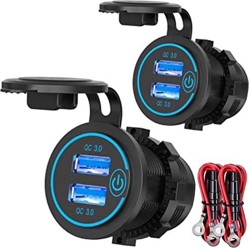 Paquete de 2 Tomacorriente USB de 12 V carga rápida 3.0