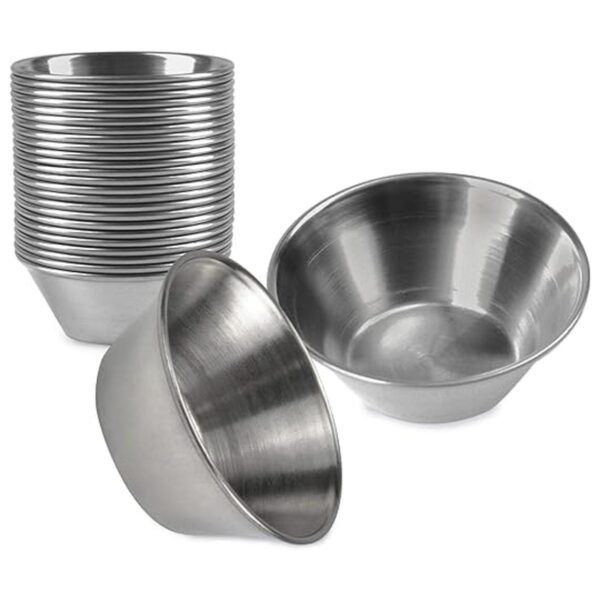 Paquete de 24 Tazas de salsa de acero inoxidable de 1.5