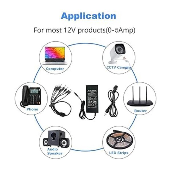 Lista UL JZTEK AC 100240V a DC 12V 5A Adaptador de