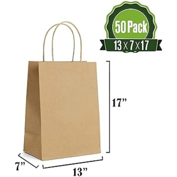 50 bolsas Bolsas de regalo de papel kraft marrón de 13 x_2