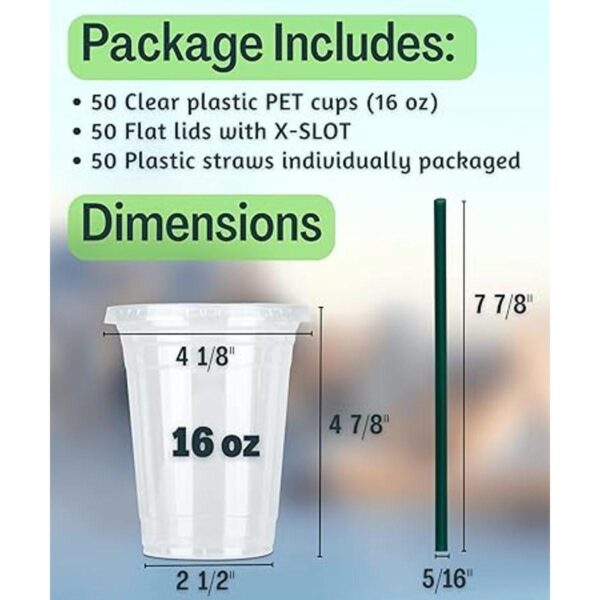 50 juegos Vasos de plástico transparente de 16 onzas con_5
