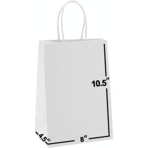 50 bolsas 8 x 4.5 x 10.5 bolsas de regalo de papel kraft