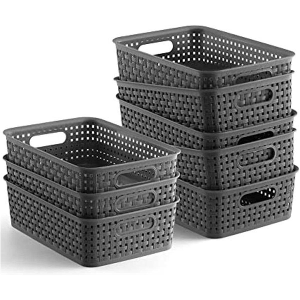 Paquete de 8 cestas de almacenamiento de plástico