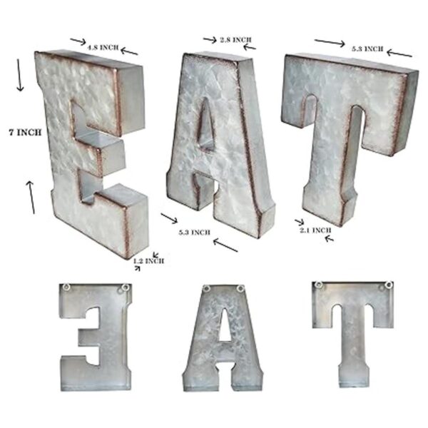 Zoreal Letrero galvanizado EAT letras rústicas de metal