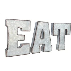 Zoreal Letrero galvanizado EAT letras rústicas de metal