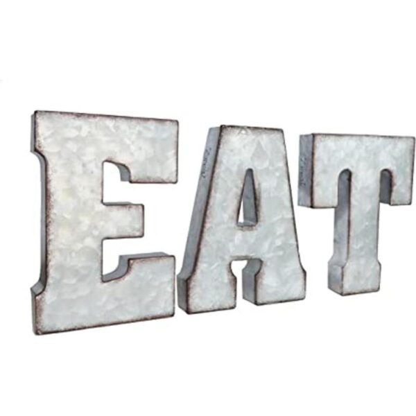 Zoreal Letrero galvanizado EAT letras rústicas de metal