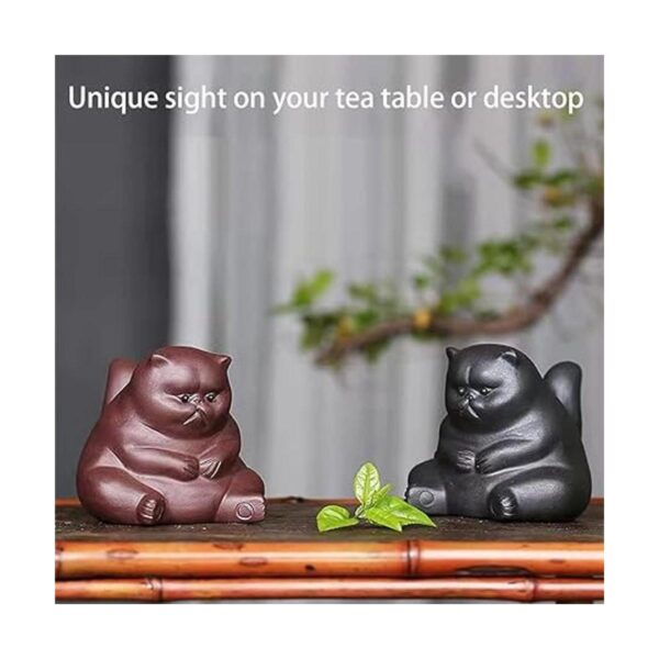 Zisha Tea Pet Figura de murciélago de gato enojado y
