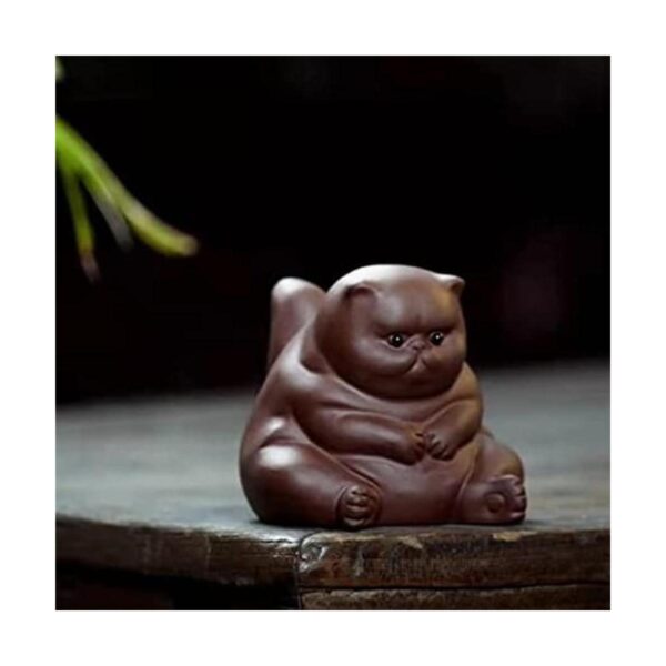 Zisha Tea Pet Figura de murciélago de gato enojado y