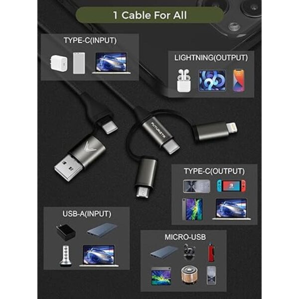 ZeusX Cable múltiple universal 6 en 1 10 pies9.8 ft de_2