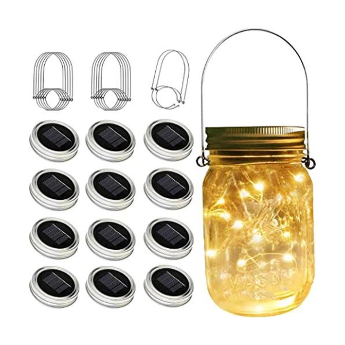 ZNYCYE Paquete de 12 luces solares para tarros 30 luces
