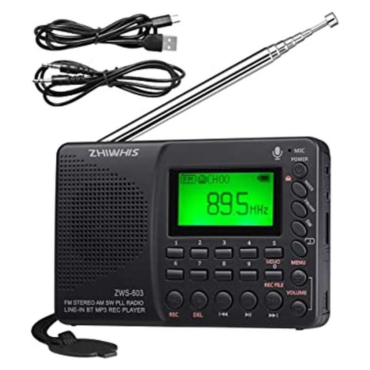 ZHIWHIS Radio Bluetooth portátil radios FM AM de onda
