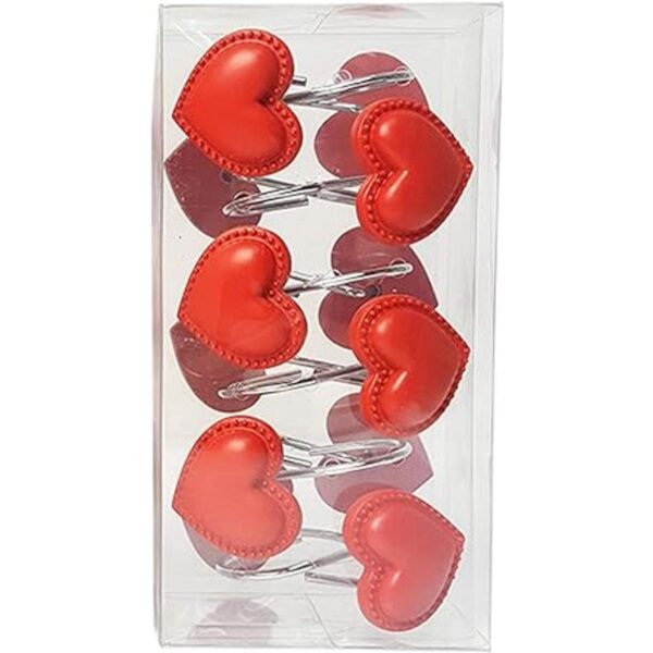 ZILucky Set of 12 Red Heart Shape Shower Curtain Hooks