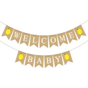 Yute Arpillera Bienvenido Bebé Banner Limón Temático Bebé_1